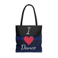 Front side of bag that says I love dance