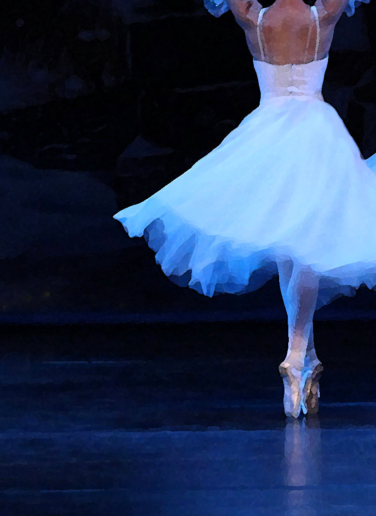 detail section of one of the dancers of her feet and skirt