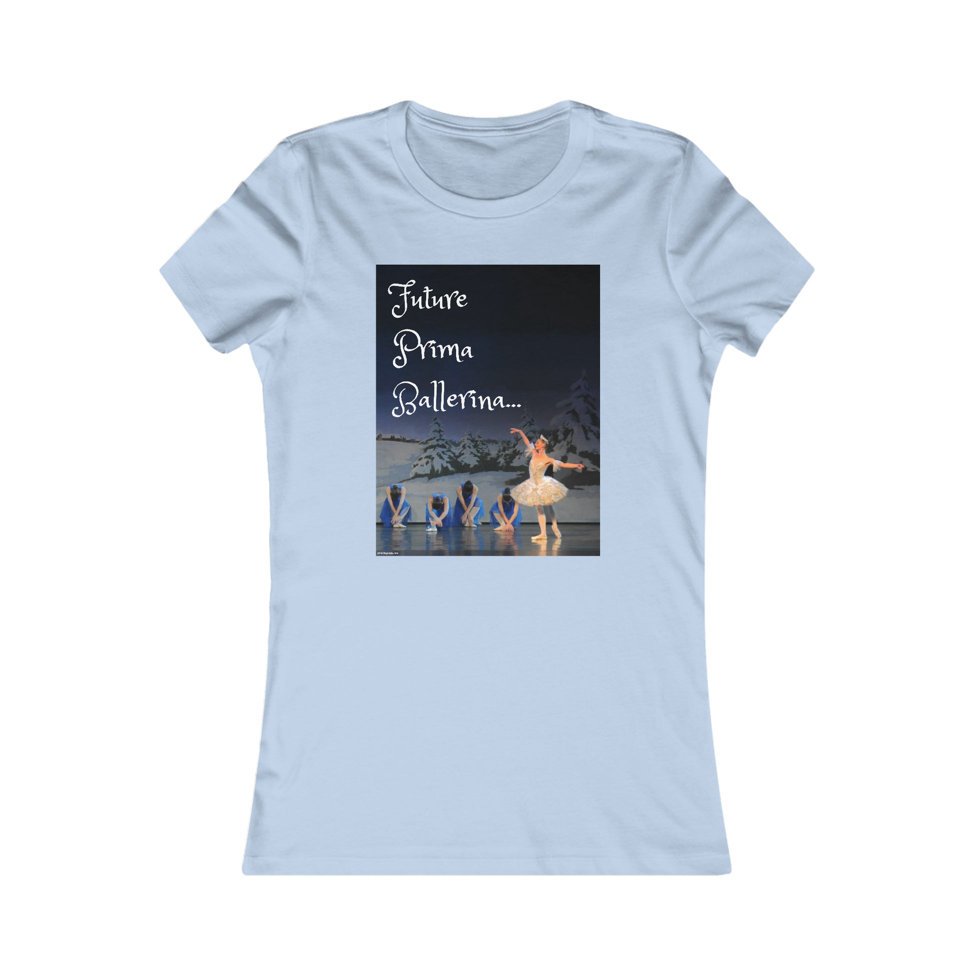 baby blue version of front side of tee shirt