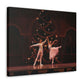 A Canvas Gallery Wrap hanging on a white wall of a Ballet couple dancing in a Nutcracker performance on stage