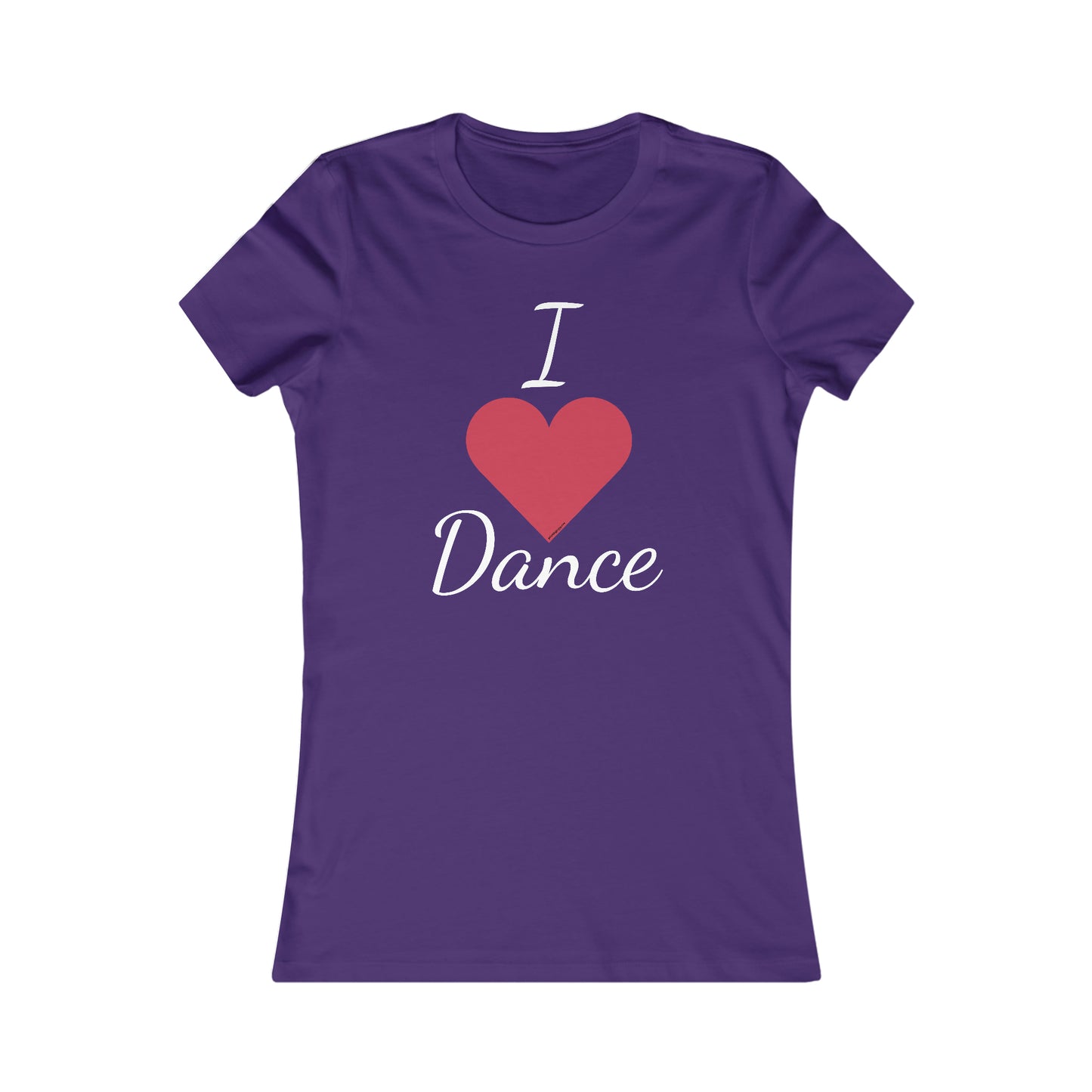 dark purple tee shirt with "I heart Dance"