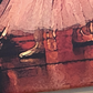 close detail section of ballerina feet in ballet painting