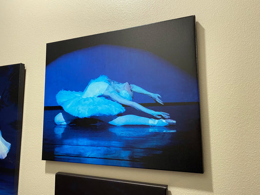 Artwork of prima ballerina in The Dying Swan in a white costume