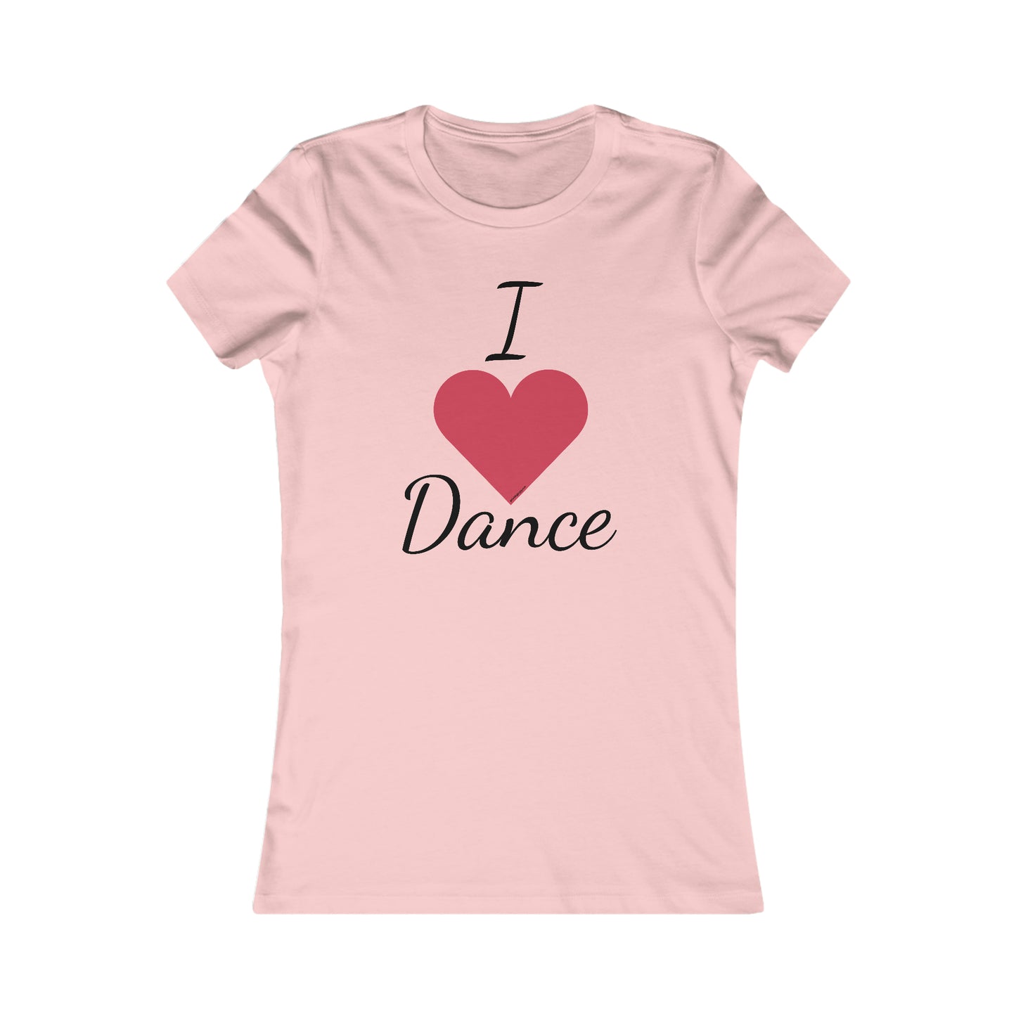 pink tee shirt with I heart Dance written on it, the heart being a red heart