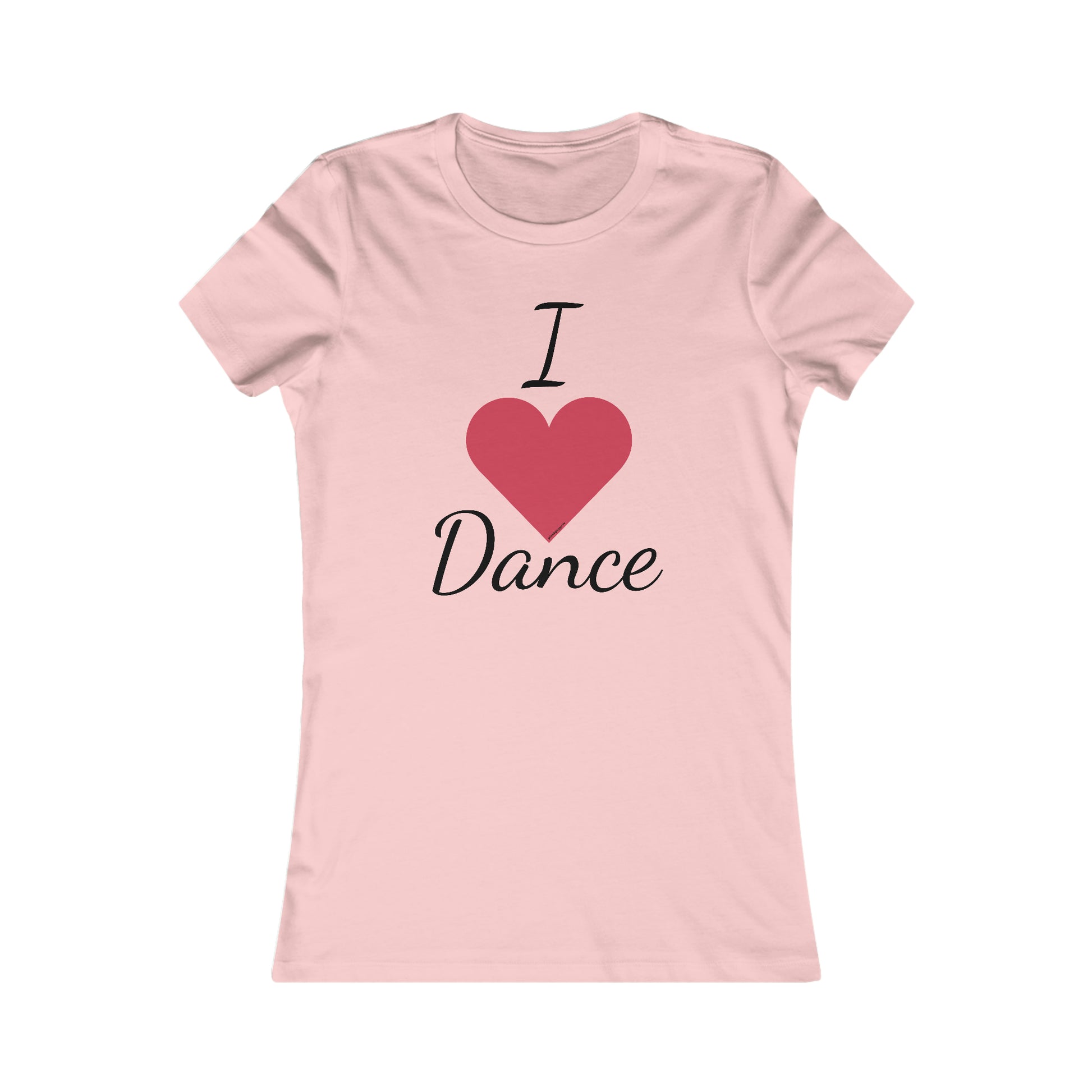 pink tee shirt with I heart Dance written on it, the heart being a red heart