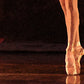 detail section of painting includes legs and shoes of 1 dancer