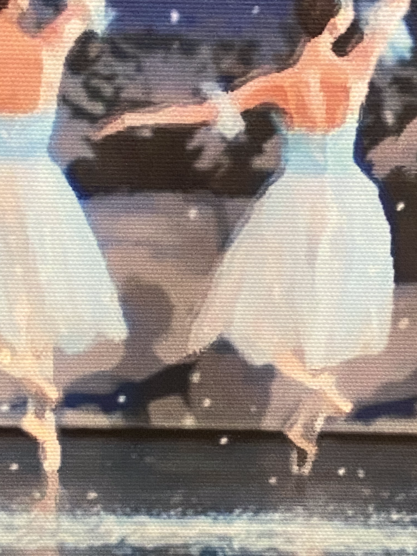 detail section of a painting of ballerinas performing on stage