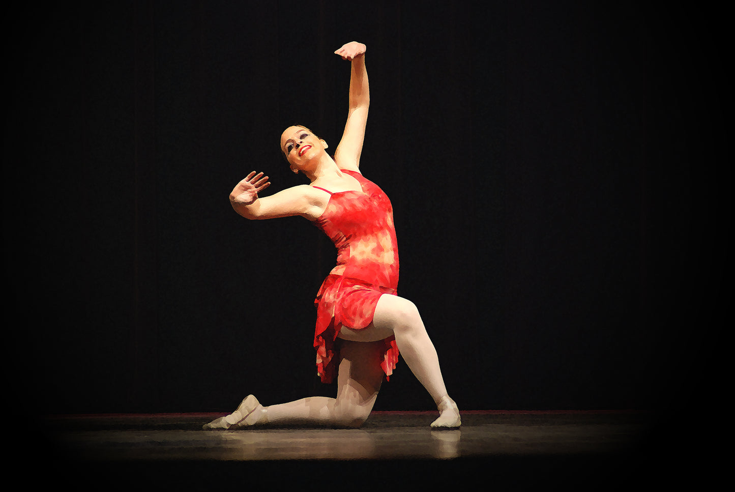 Modern Dance Female Dancer in Red Costume