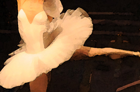 detail section of a ballet dancer's white costume