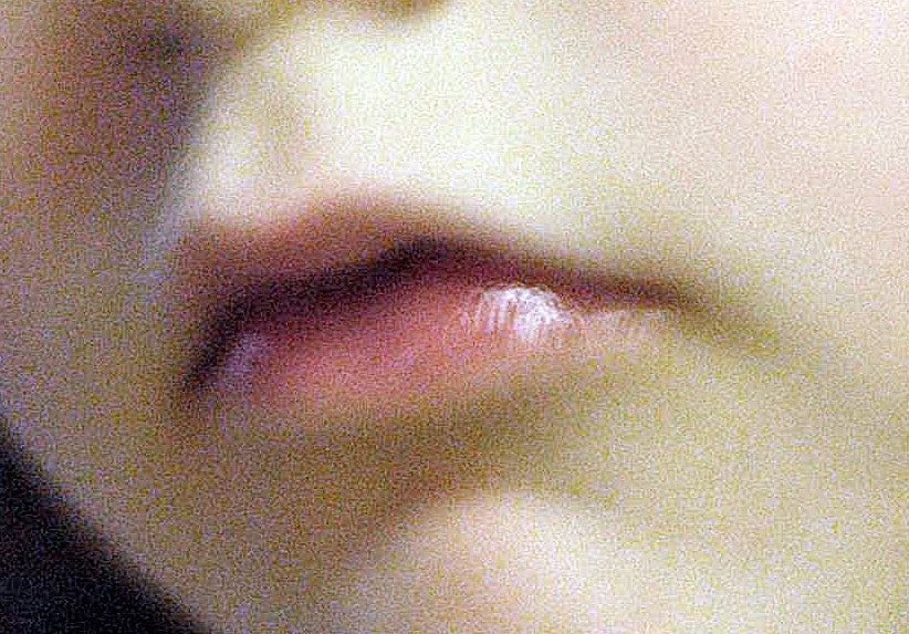 detail of artwork showing a child's lips