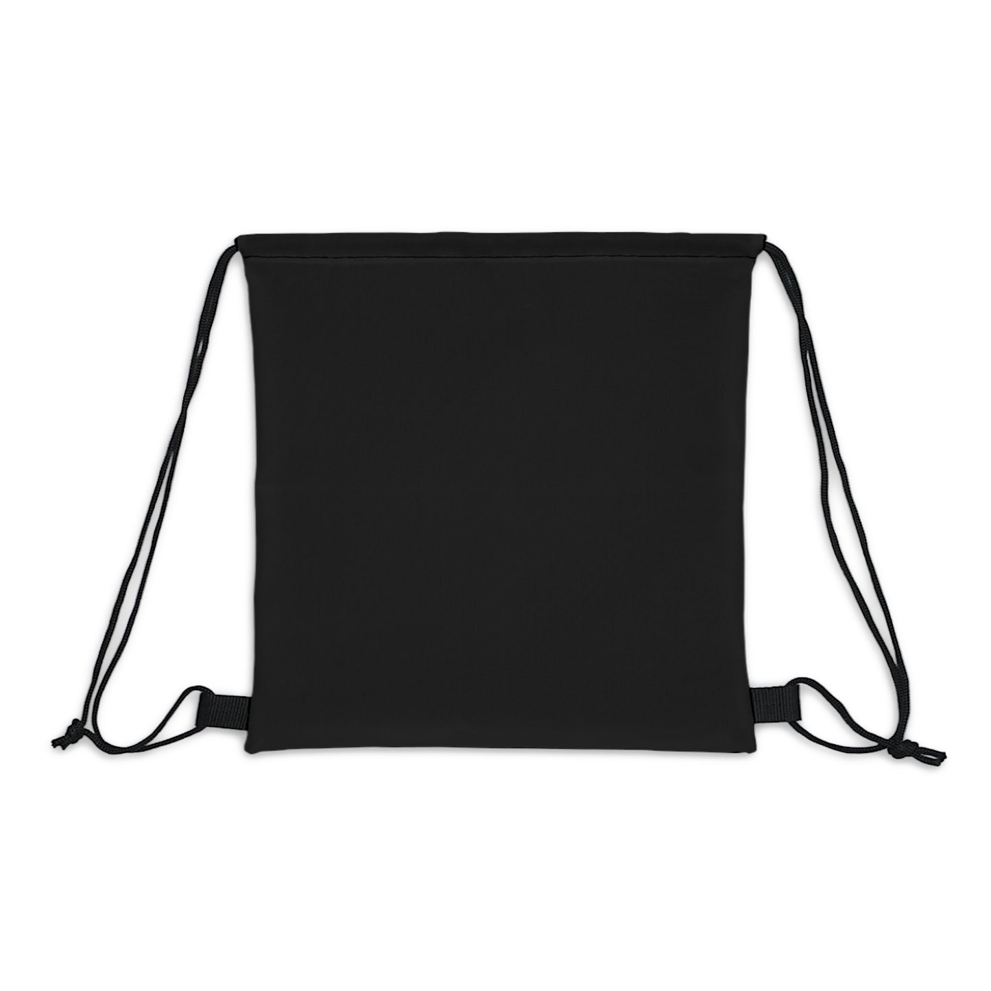 black drawstring bag on the backside in solid black bag