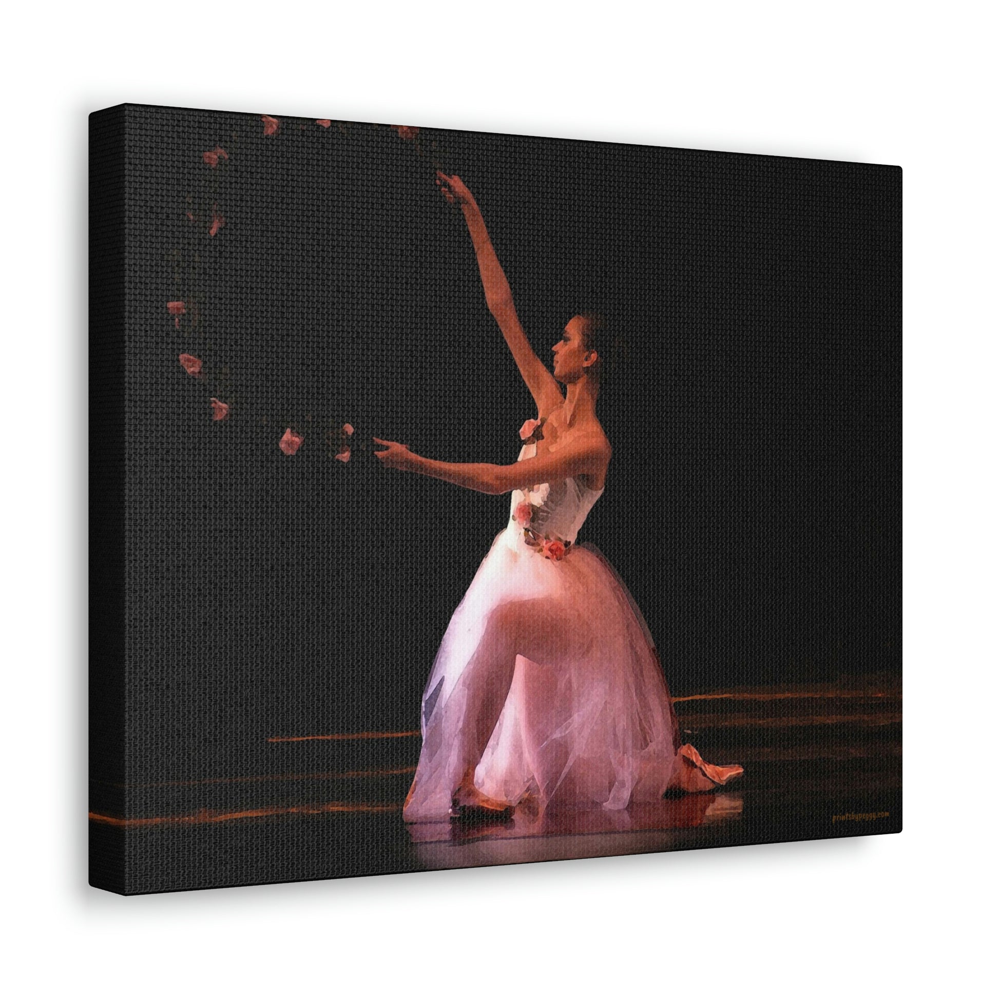 a painting of a ballerina with light shining through her costume in front of a window with light coming through the back of the canvas