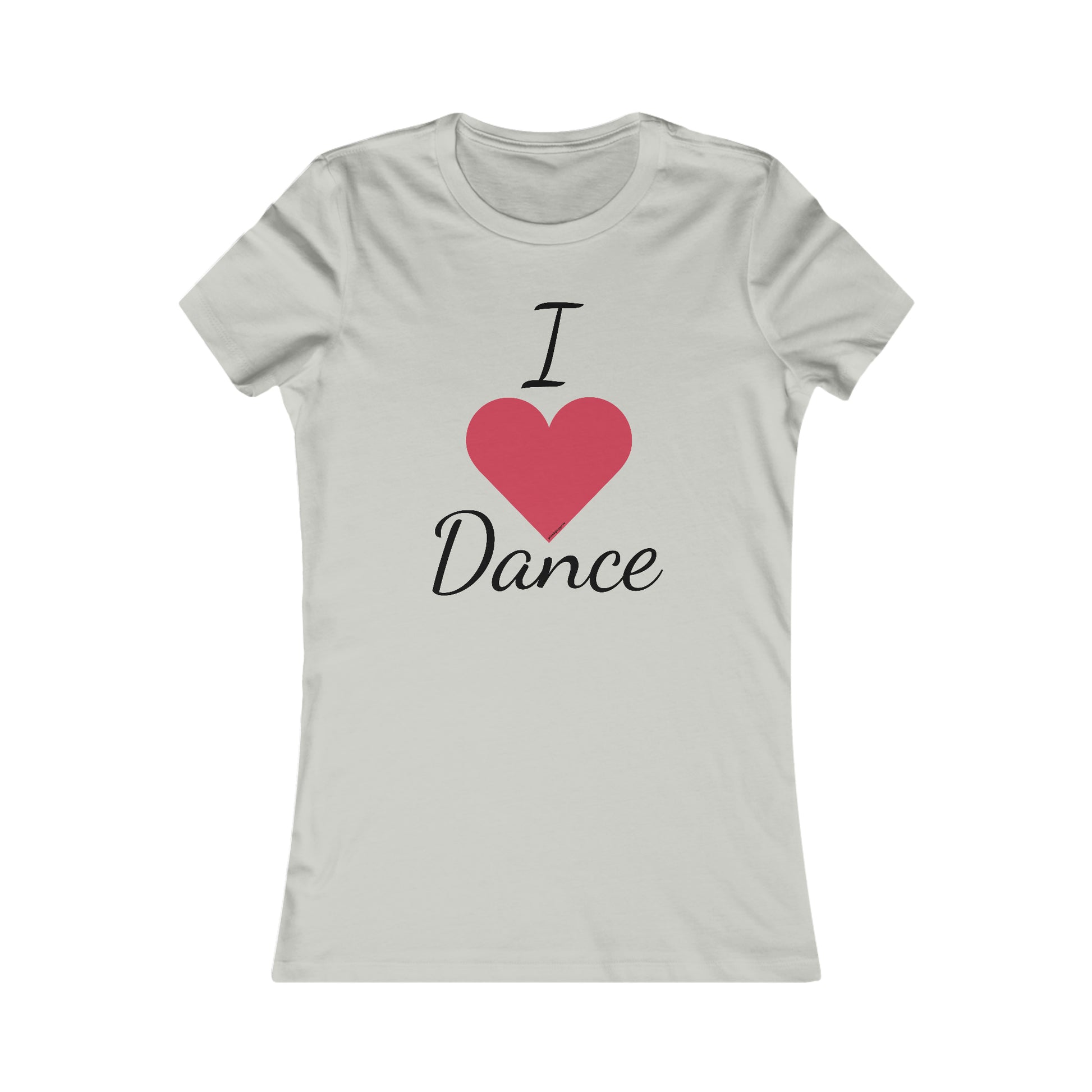 light gray tee shirt with "I heart Dance" written on the front