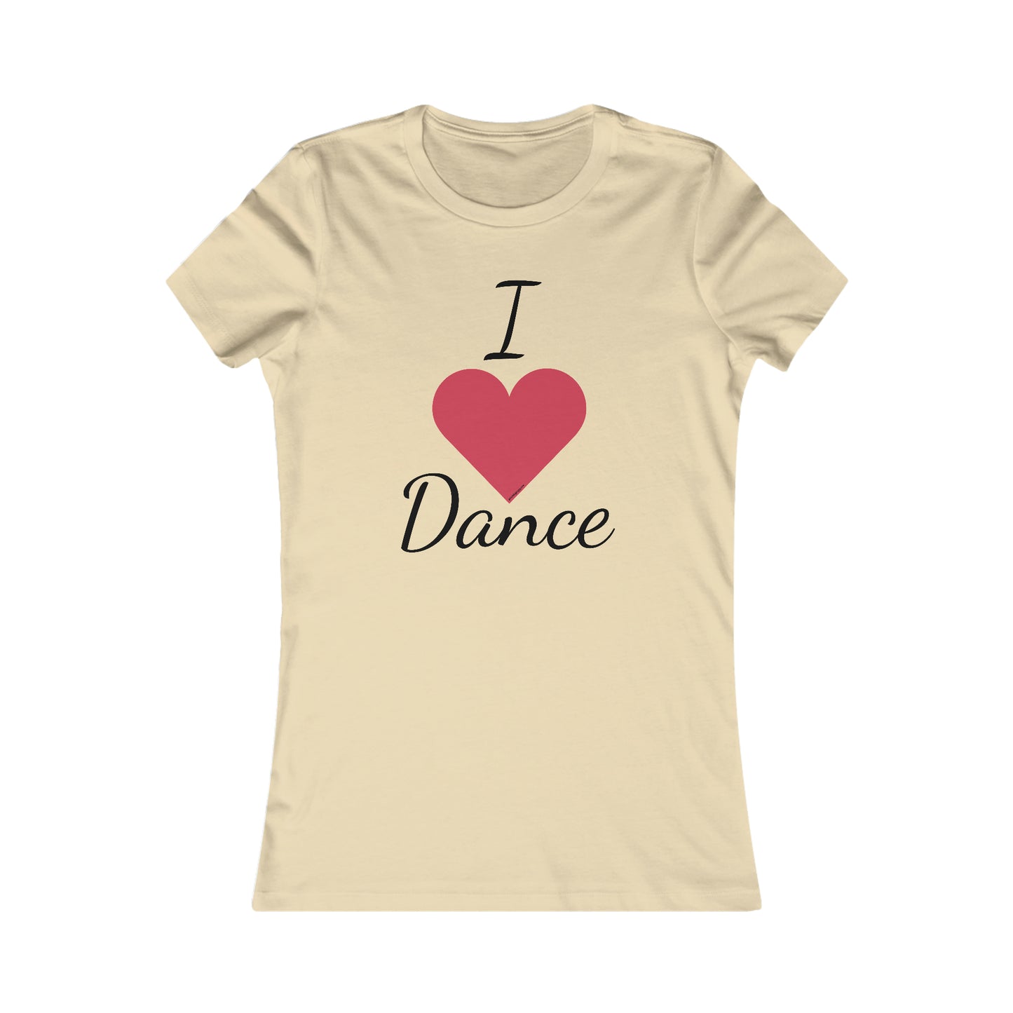 front of an off white t-shirt with "I heart Dance" written but a big red heart is pictured instead of the word