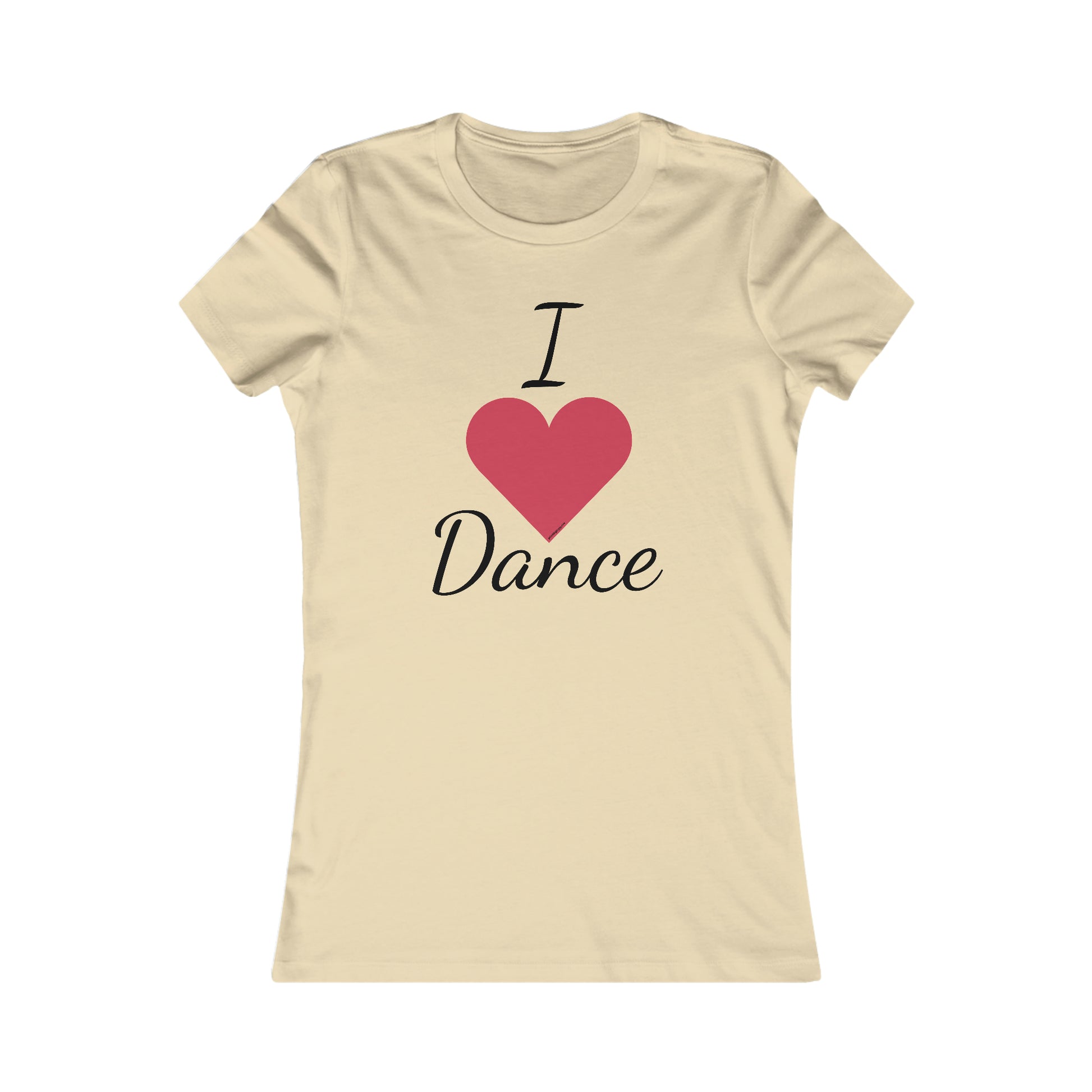 front of an off white t-shirt with "I heart Dance" written but a big red heart is pictured instead of the word